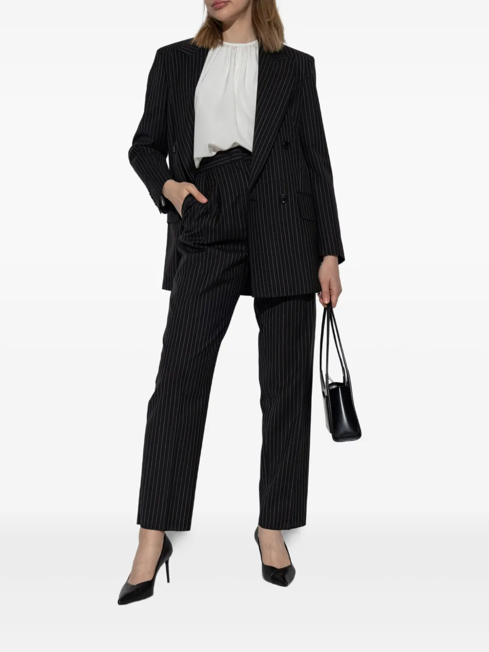 Max Mara Wollen broek met krijtstreep Zwart