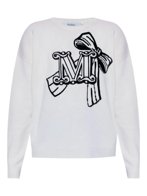Max Mara Monogram-pattern Sweater in White