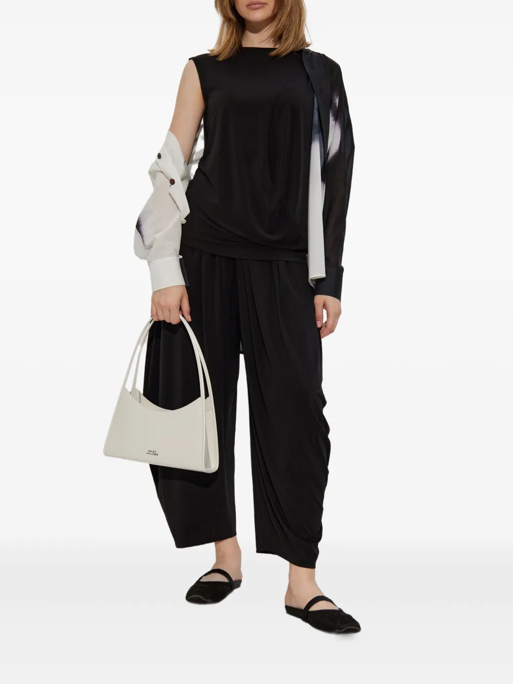 Issey Miyake Blouse met abstracte print - Wit