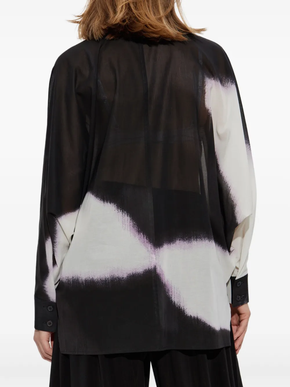 Issey Miyake Blouse met abstracte print Wit