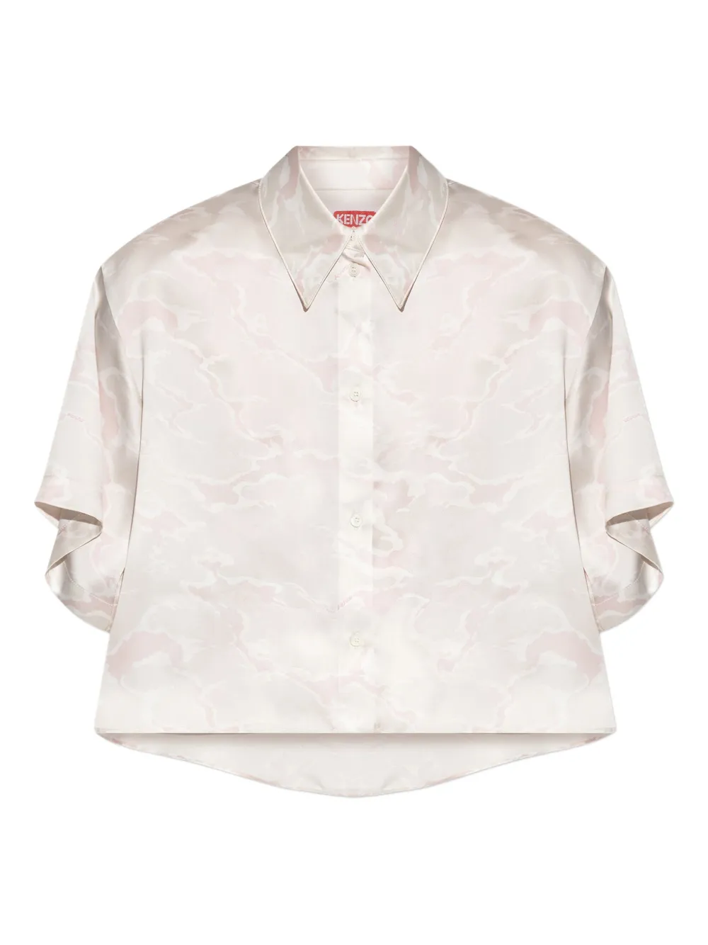 Kenzo Blouse met wolkenpatroon en korte mouwen Beige