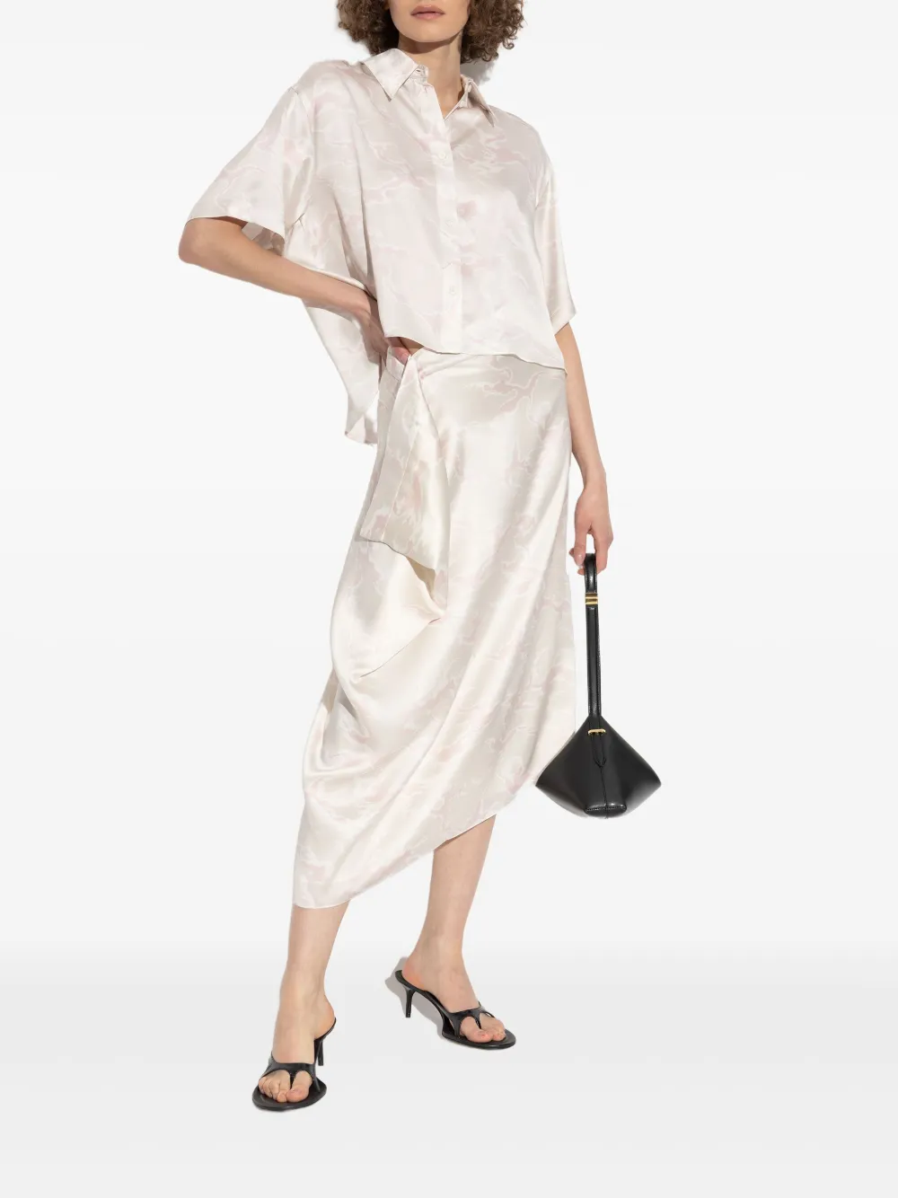 Kenzo Blouse met wolkenpatroon en korte mouwen - Beige