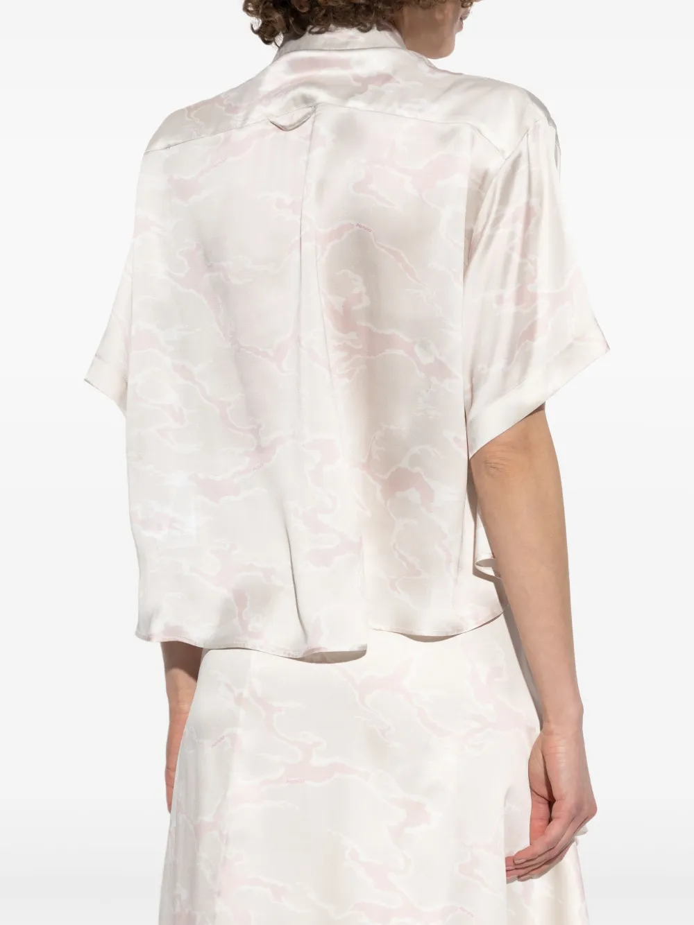Kenzo Blouse met wolkenpatroon en korte mouwen Beige
