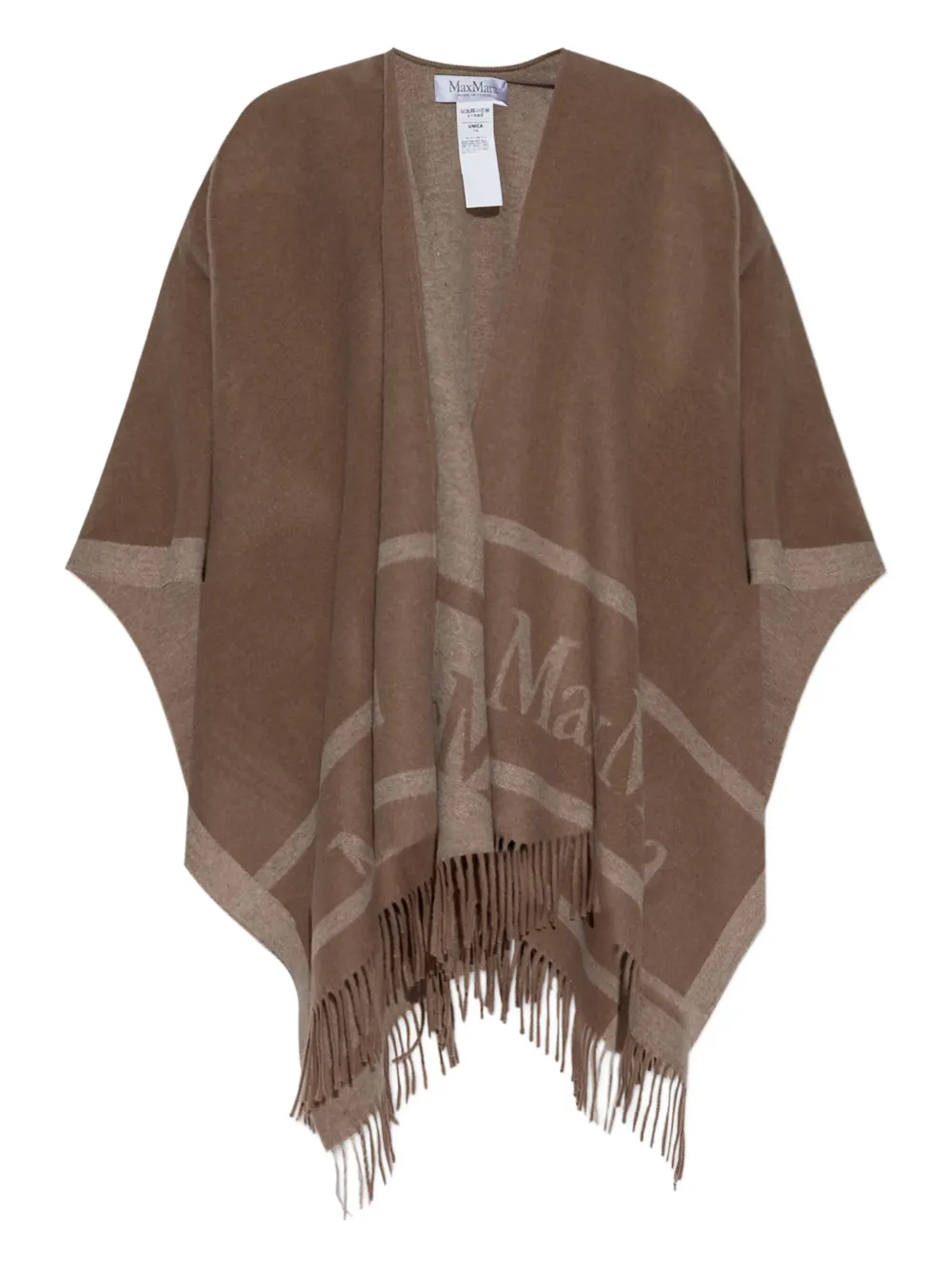 Max Mara Poncho met sjaal en franje Bruin