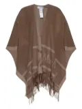 Max Mara fringed shawl poncho - Brown