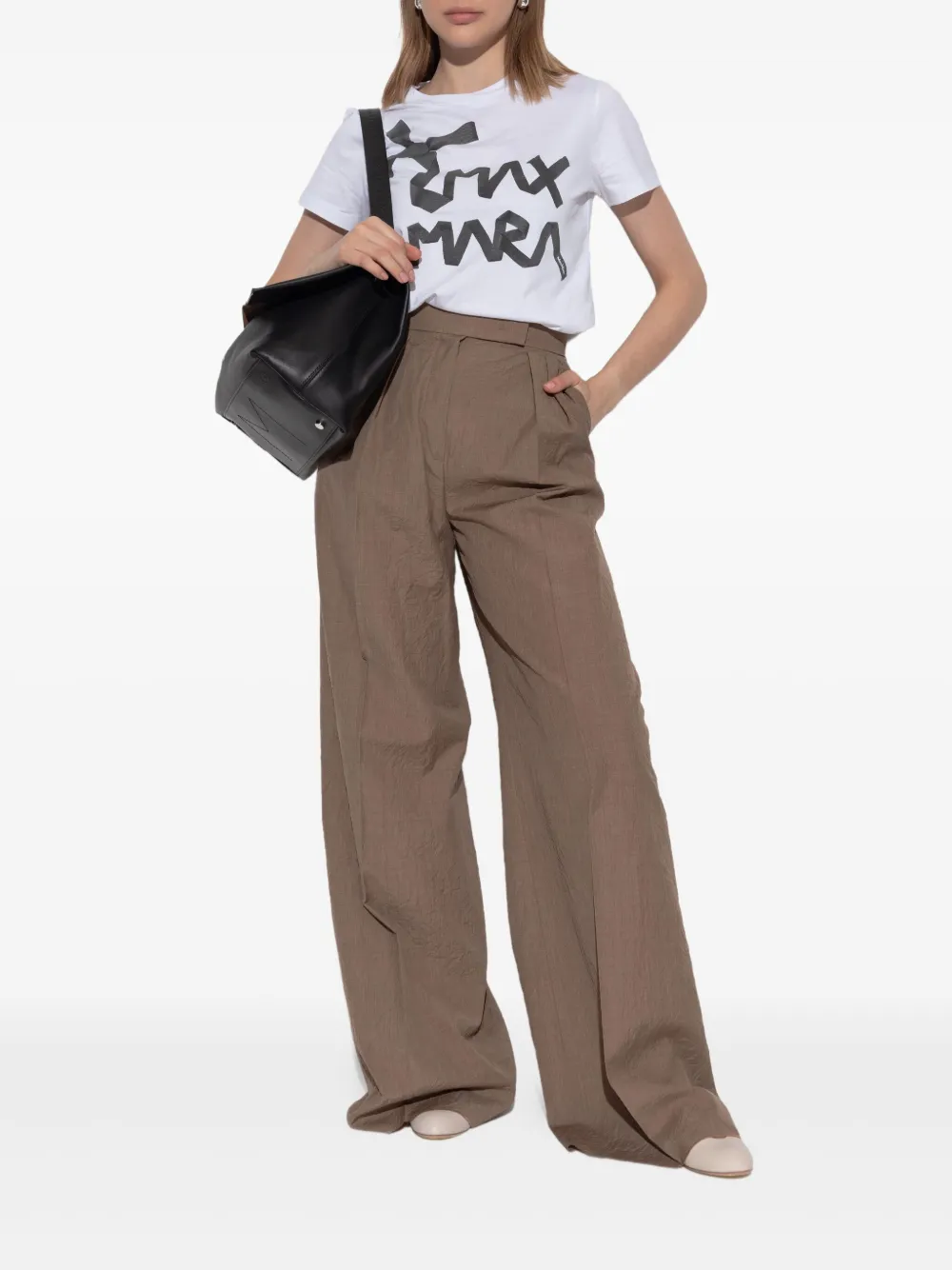 Max Mara T-shirt met logoprint Wit