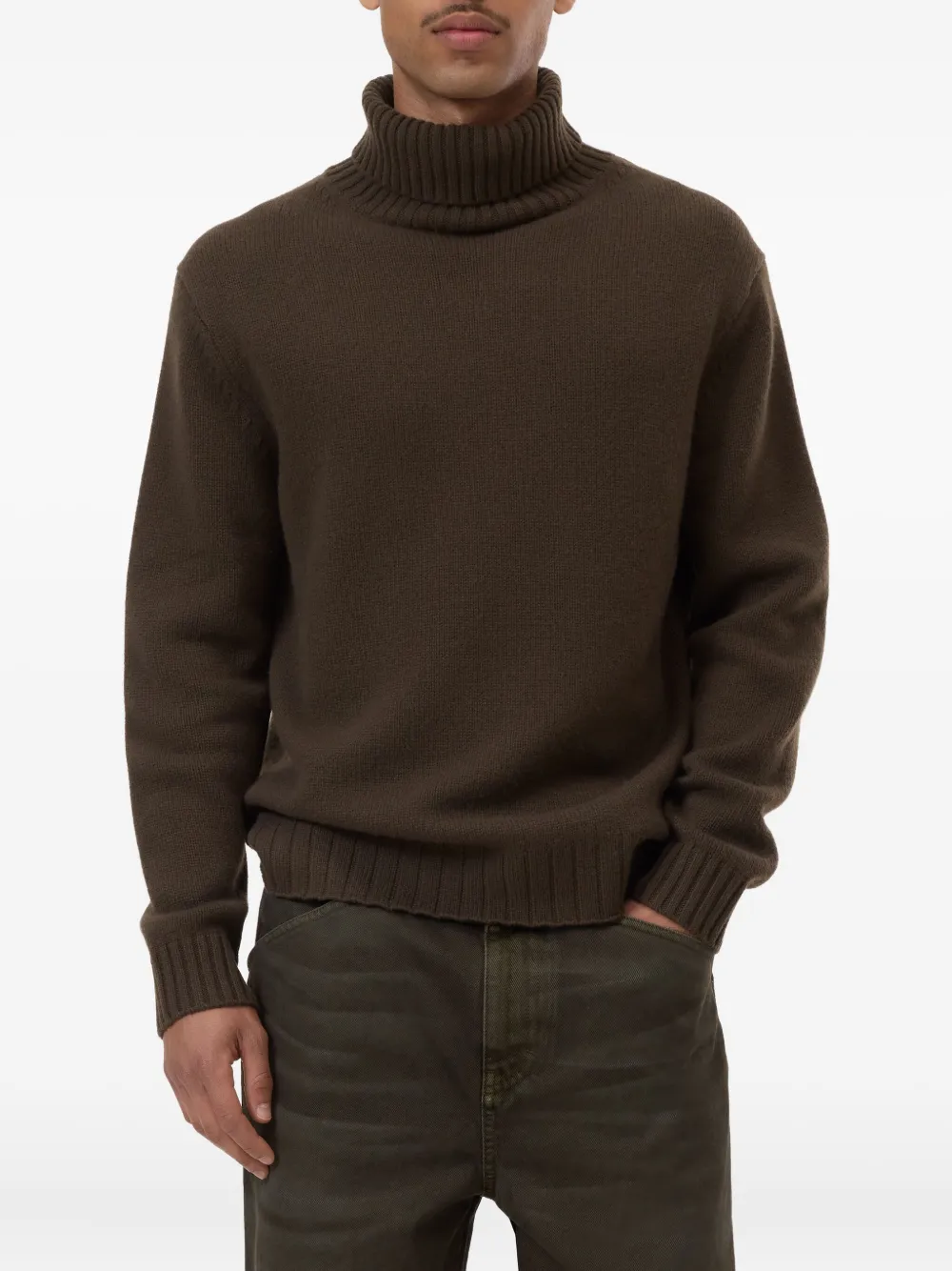 Closed Turtleneck Ribbed Sweater In Brown