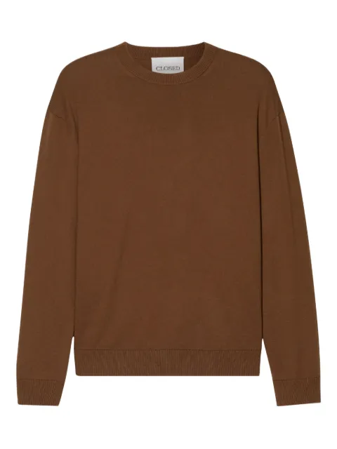 Closed crew-neck knitted jumper