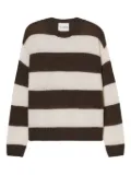 Closed striped crew-neck sweater - White