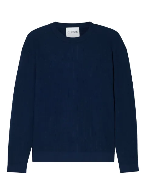 Closed ribbed crew-neck sweater