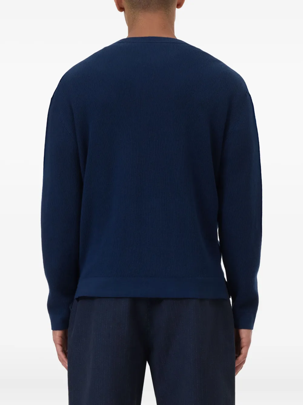 Closed Geribbelde sweater met ronde hals Blauw