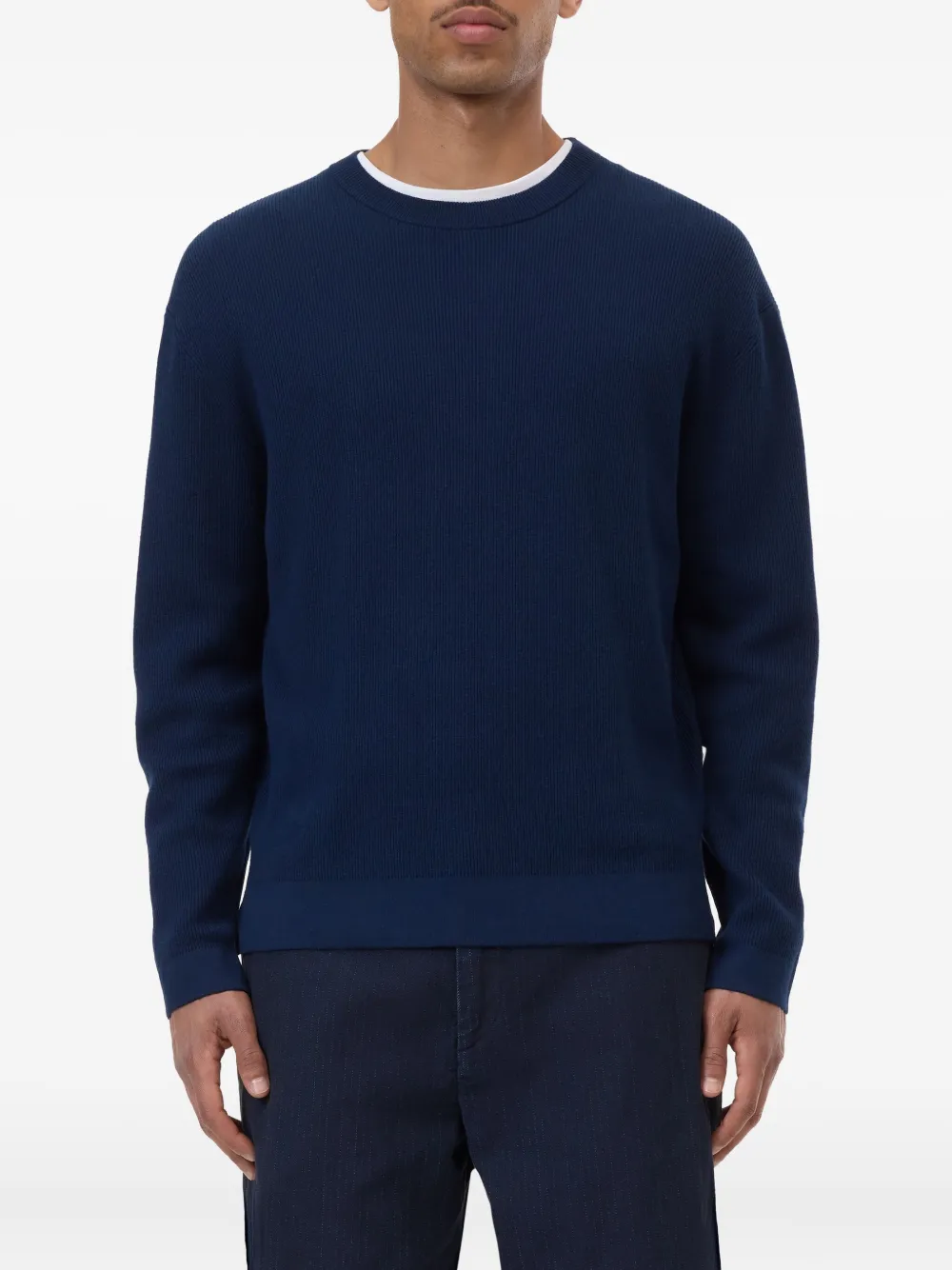 Closed Geribbelde sweater met ronde hals Blauw