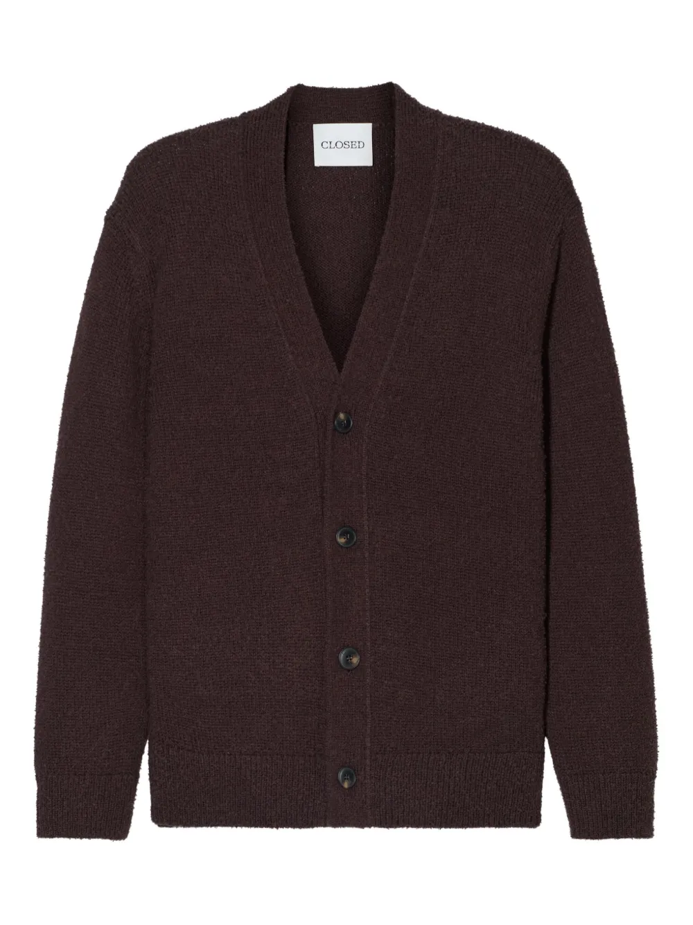 Closed button-up textured cardigan | marron | Image 1