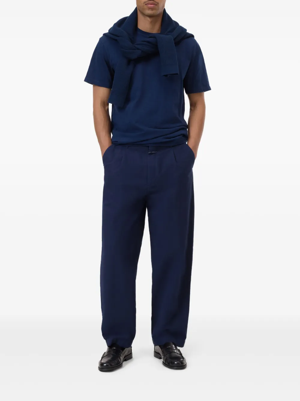 Closed T-shirt met ronde hals Blauw