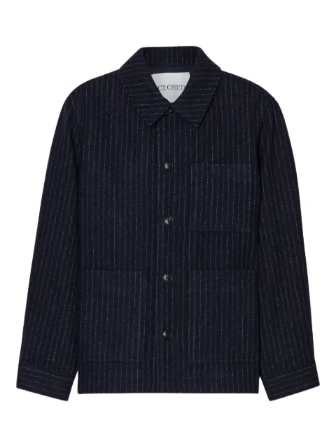 Closed pinstripe button-up jacket