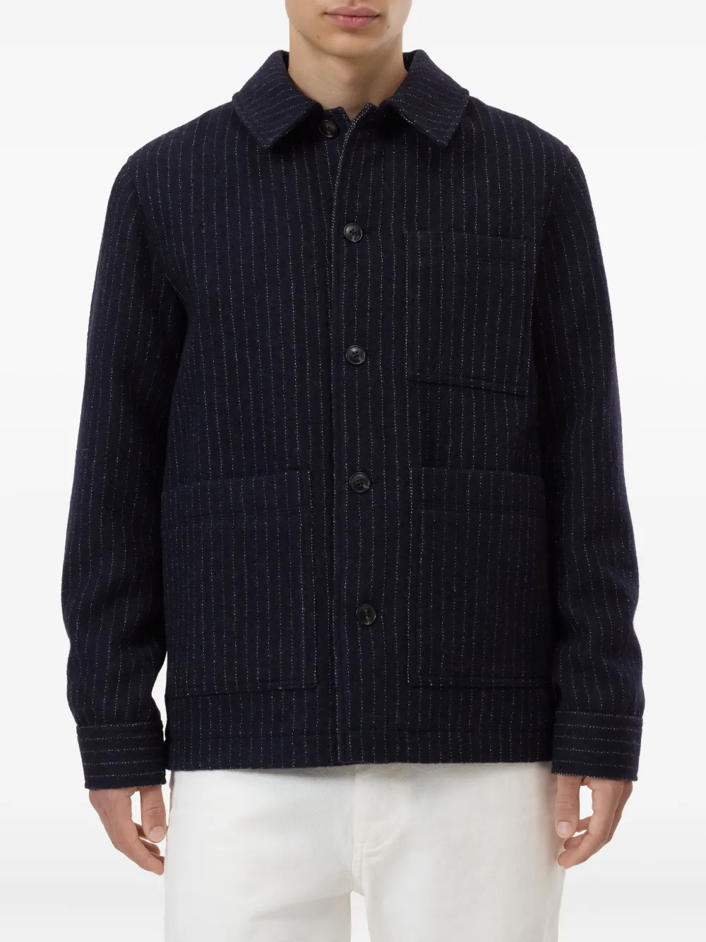 Closed Shirtjack met krijtstreep Blauw