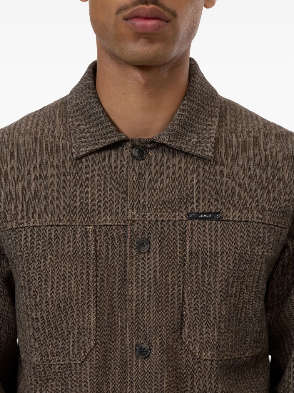 Closed Gestreept shirtjack Bruin