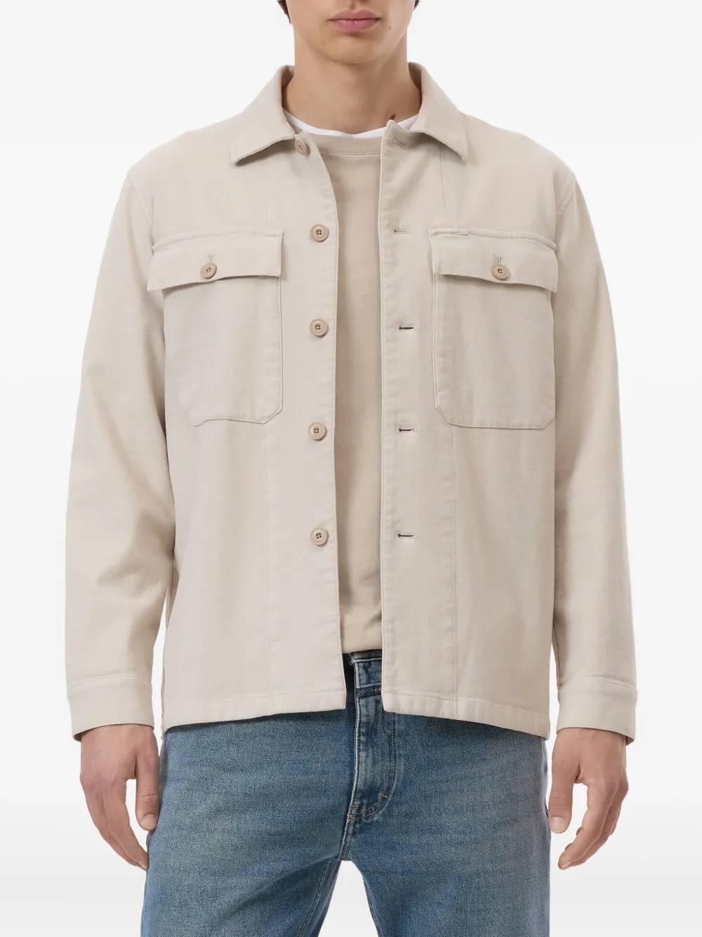 Closed Double-pocket Shirt Jacket In Neutral