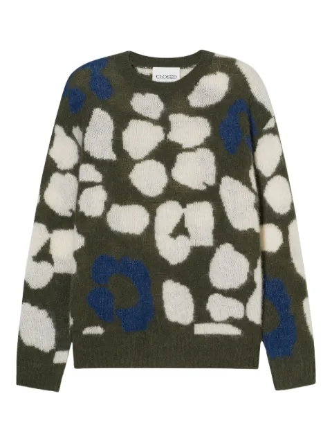 Closed intarsia-floral pattern sweater