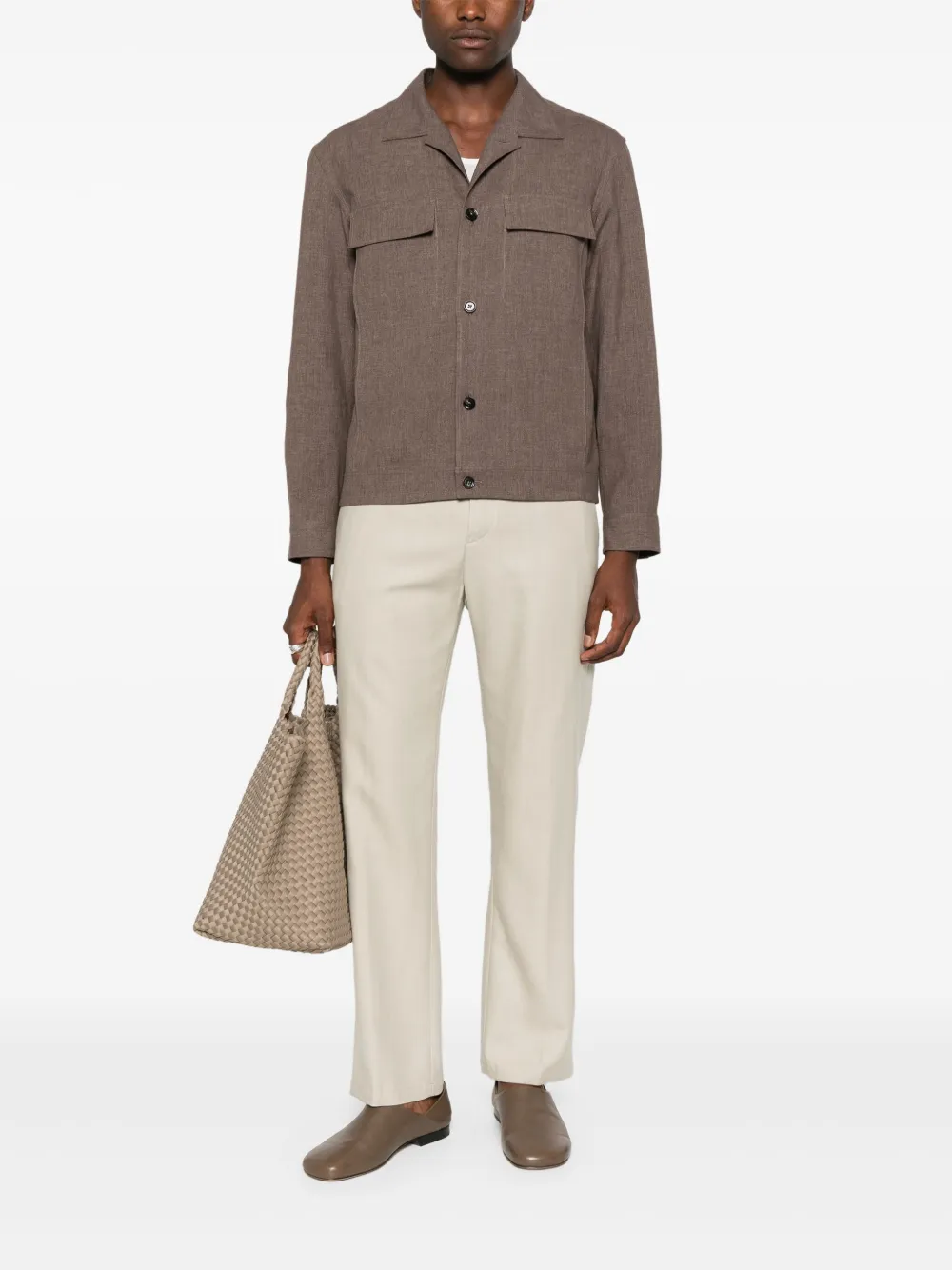 Zegna Linnen overhemd - Bruin