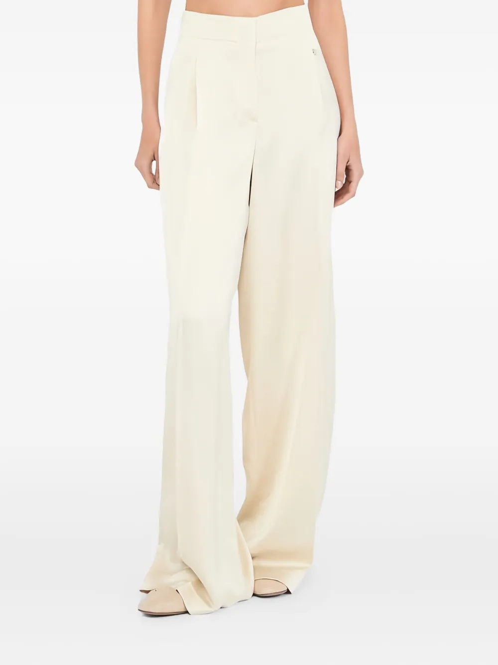 Liu •jo Satin Palazzo Trousers In White