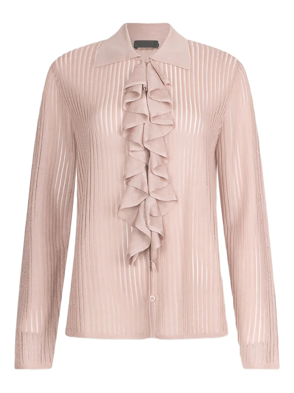 Liu •jo Ribbed Ruffled Knit Shirt In Pink