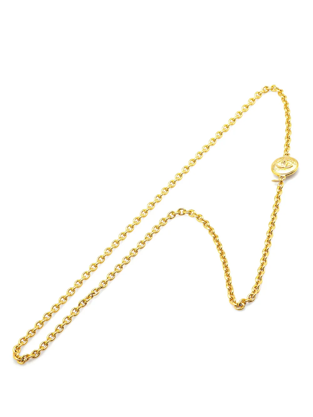 CHANEL Pre-Owned 1970-1980 vergoldete Halskette mit rundem CC-Anhänger | Image 2
