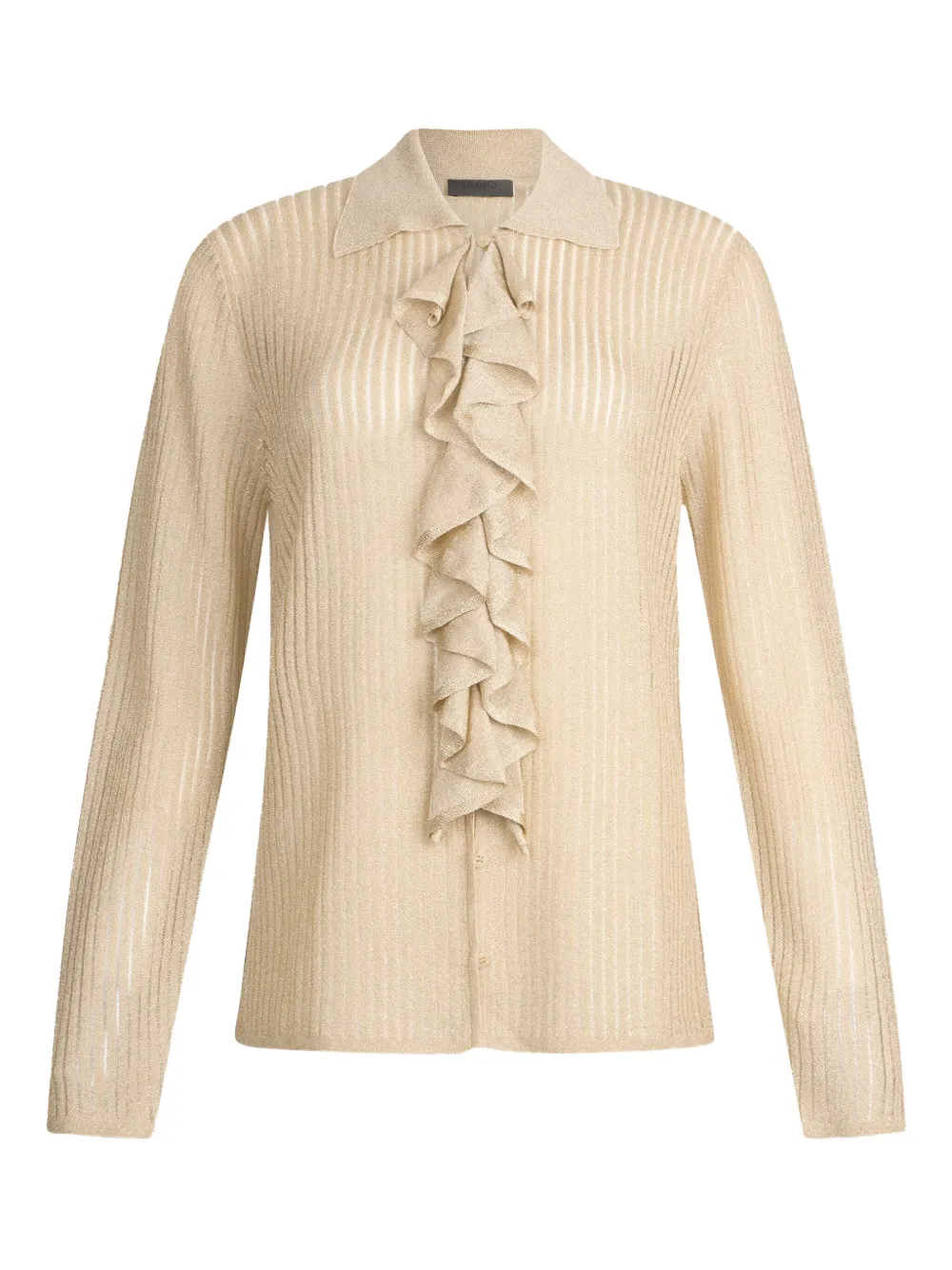 ribbed ruffled blouse