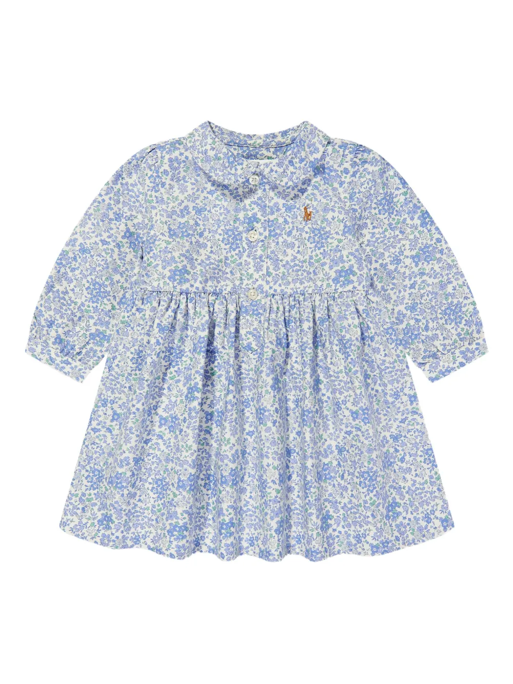 POLO RALPH LAUREN KIDS floral-print gathered dress Blauw