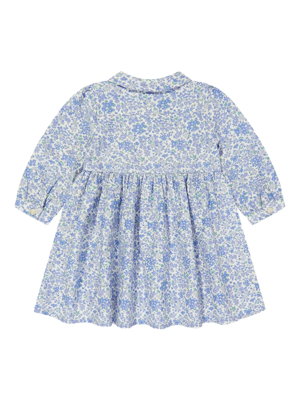POLO RALPH LAUREN KIDS floral-print gathered dress Blauw