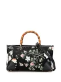 Gucci Pre-Owned 2000-2015 Medium Canvas Bamboo Shopper Flora Knight satchel - Black