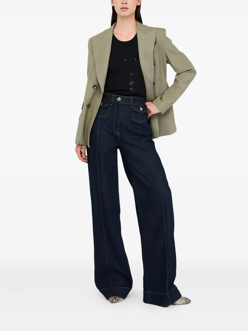 LIU JO flap pocket flared jeans - Blauw