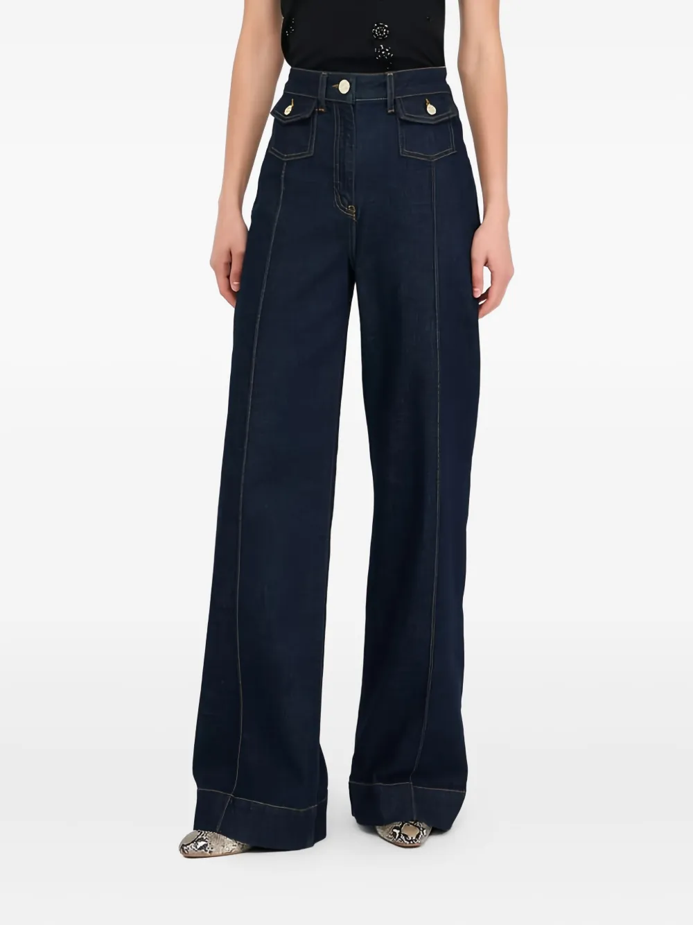 Liu •jo Flap Pocket Flared Jeans In Blue