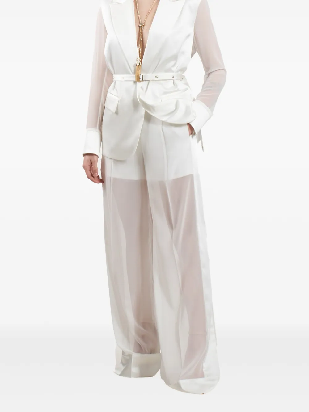 sheer cuffed trousers