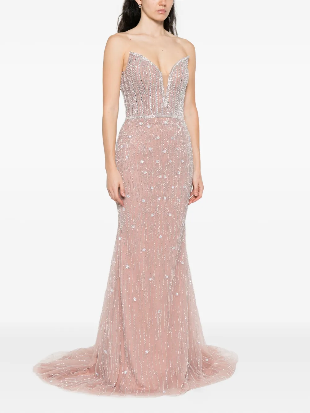 Holland & Holland Embellished Fishtail Maxi Dress In Pink