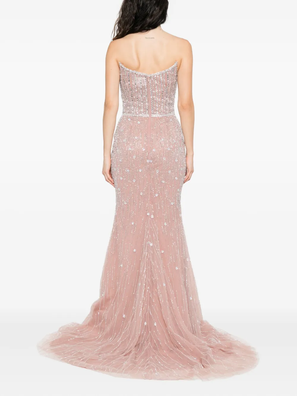 Holland & Holland Embellished Fishtail Maxi Dress In Pink