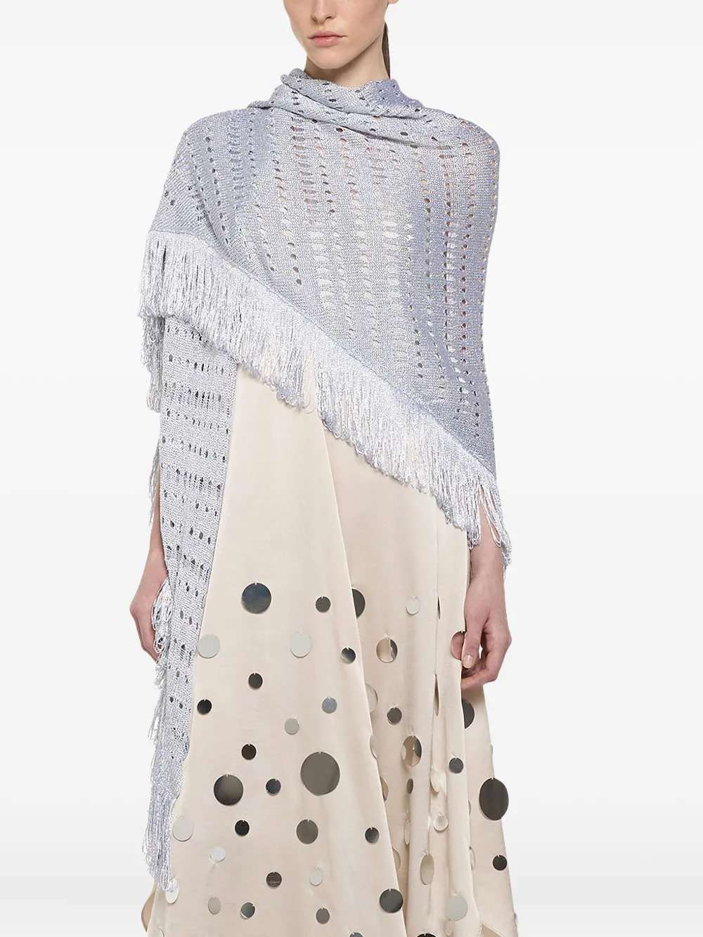 SIMONA CORSELLINI fringed knit scarf - Grijs