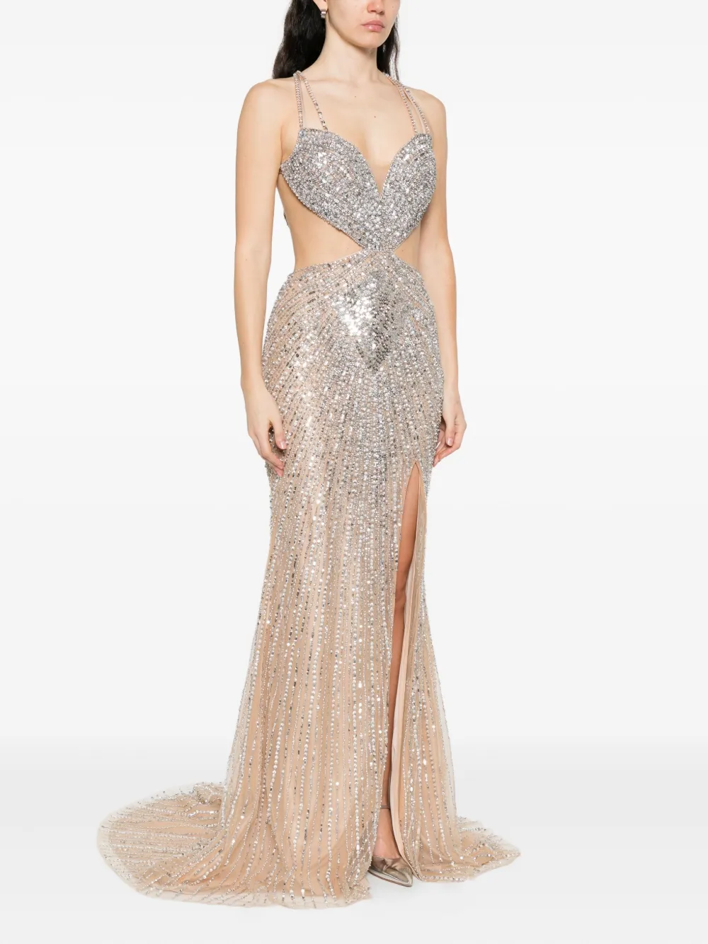 Holland & Holland Embellished Cut-out Maxi Dress In Neutral