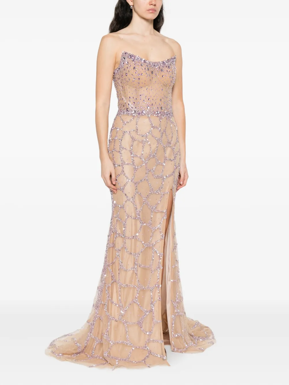 Holland & Holland Embellished Strapless Maxi Dress In Neutral