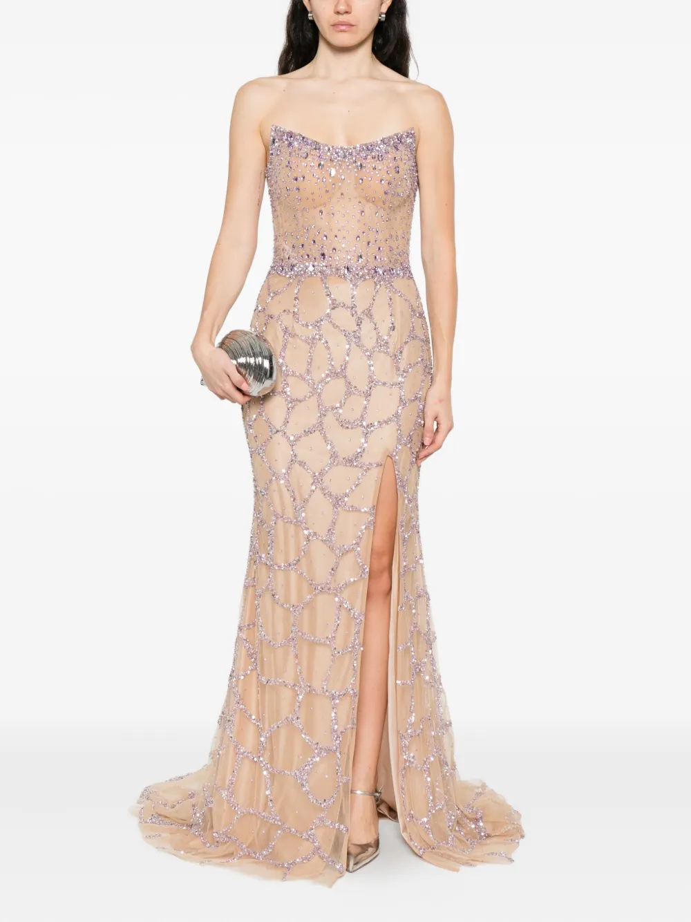Holland & Holland embellished strapless maxi dress - Beige