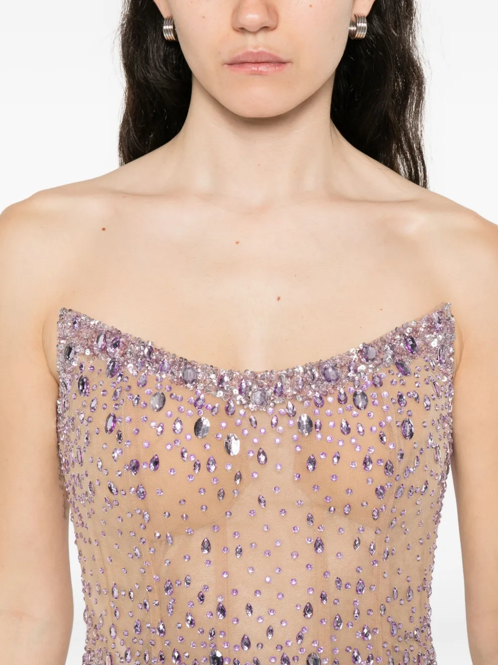 Holland & Holland Embellished Strapless Maxi Dress In Neutral