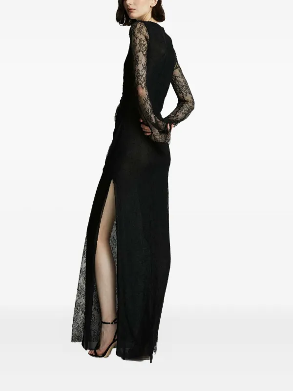 Celeste lace-paneled ring-detail Maxi Evening Dress | Black | FARFETCH OM Celeste lace-paneled ring-detail Maxi Evening Dress | Black | FARFETCH OM