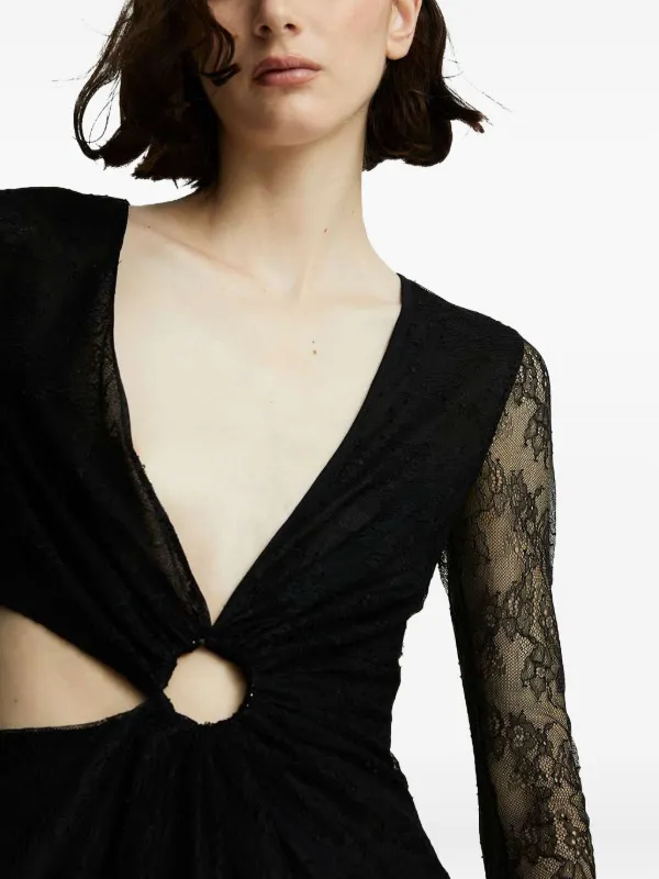Celeste lace-paneled ring-detail Maxi Evening Dress | Black | FARFETCH OM