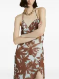 Celeste palm-print cowl-neck maxi dress - Brown