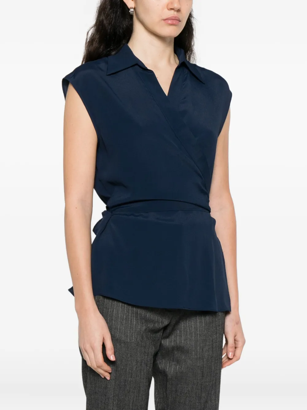  Pennyblack Wrap-neck Sleeveless Top - Blue 