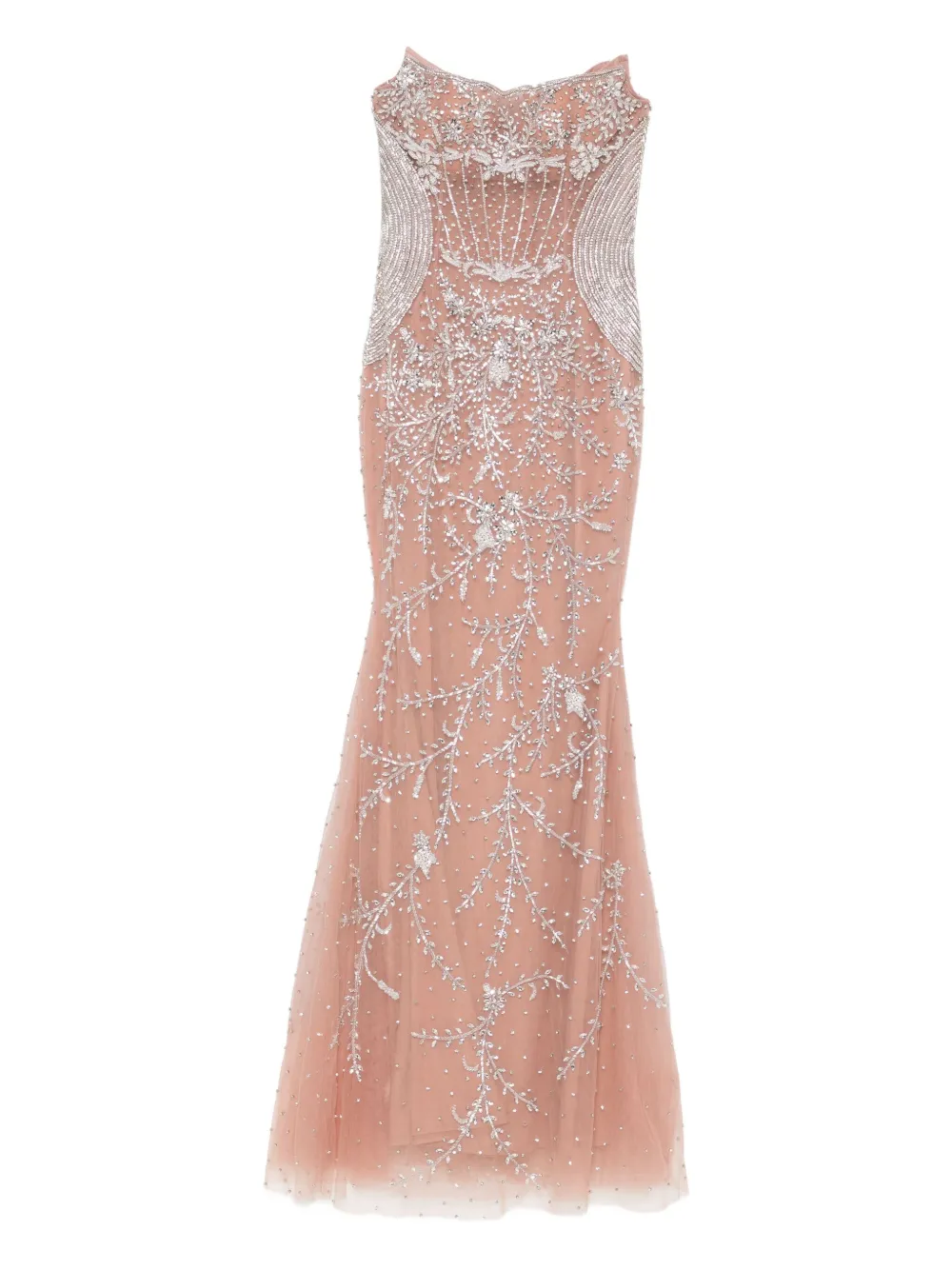 Holland & Holland Crystal-embellished Strapless Dress In Pink