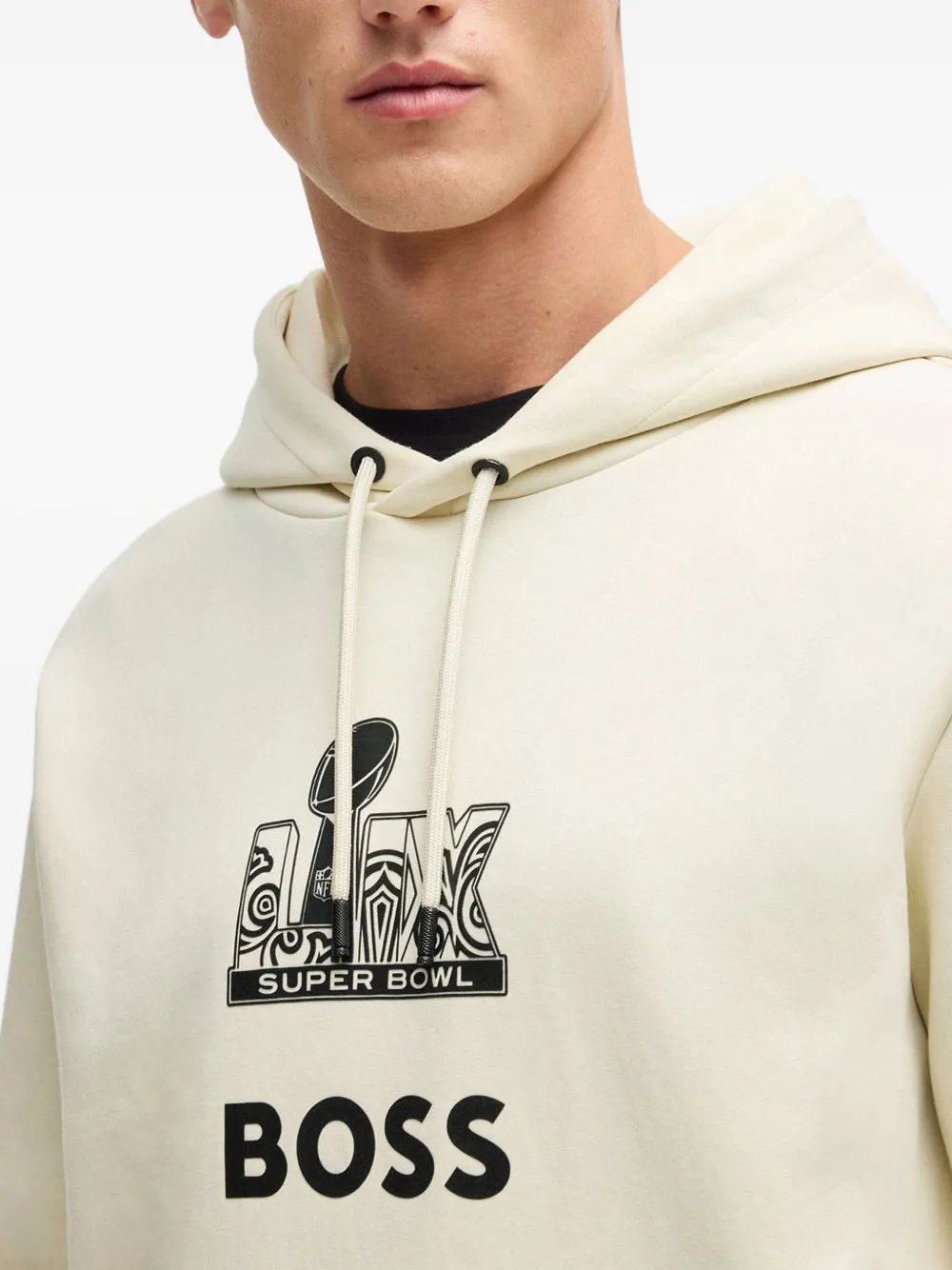 BOSS Hoodie met print Beige
