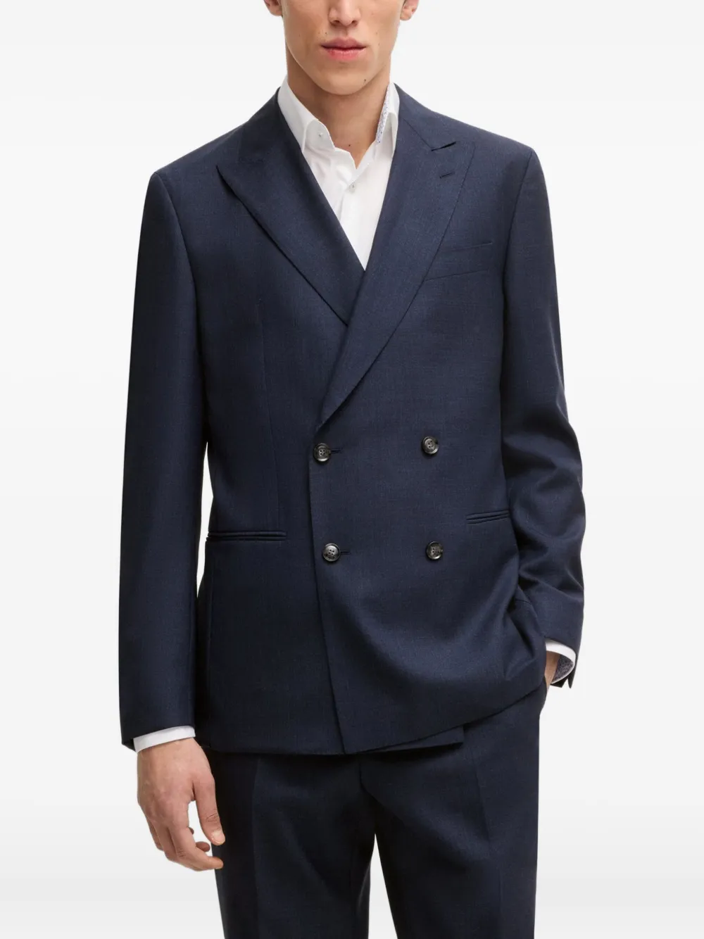 BOSS Pak met dubbele rij knopen en puntige revers Blauw