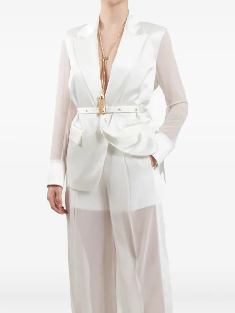 Babylone Paris belted sheer-sleeves blazer