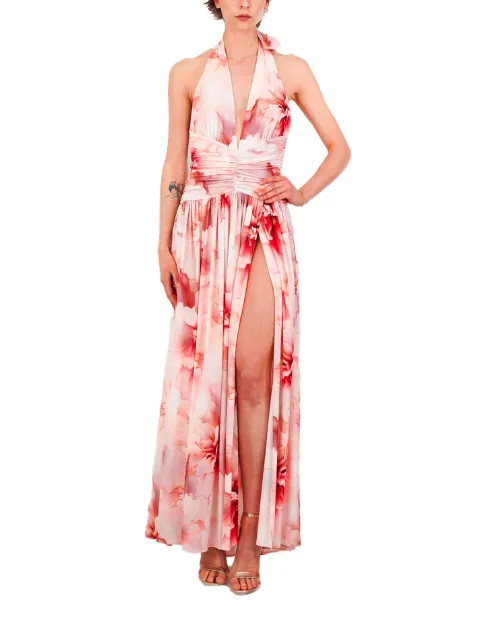 Babylone Paris halterneck floral-print maxi dress